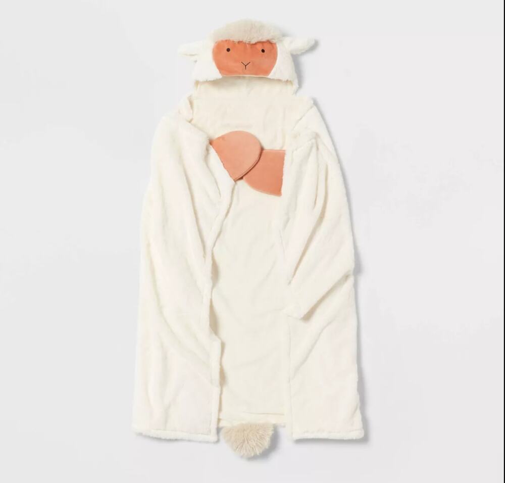 Sheep Kids' Hooded Blanket White - Pillowfort